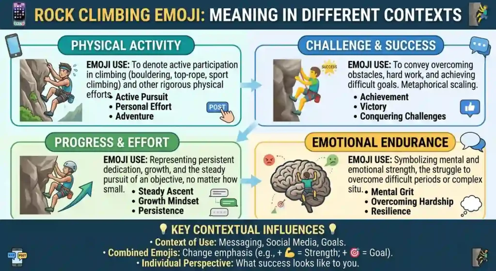 Rock Climbing Emoji Meaning in Different Contexts
