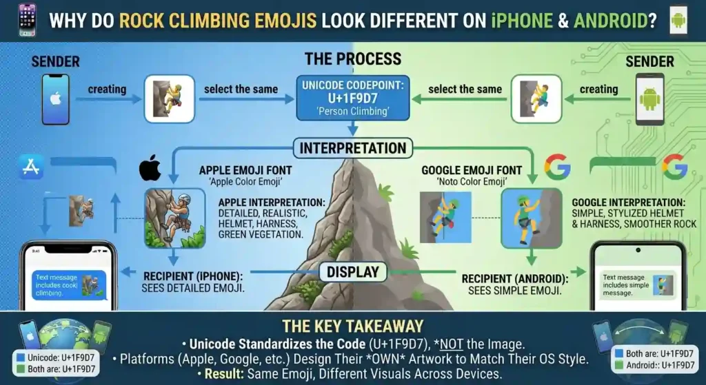 Why Do Rock Climbing Emoji Look Different on iPhone and Android