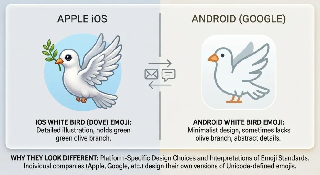 Why Do White Bird Emoji Look Different on iPhone and Android