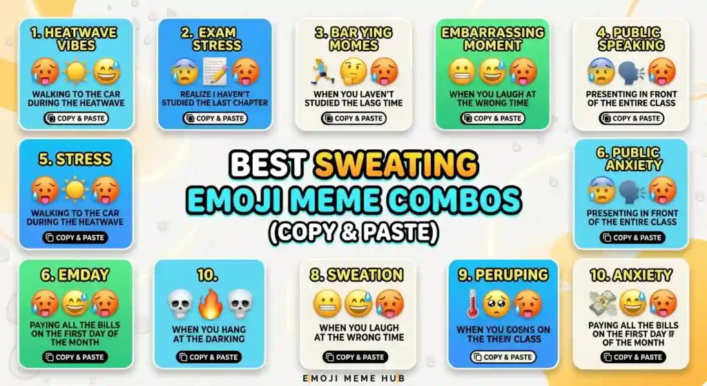 Best Sweating Emoji Meme Combos, Copy & Paste