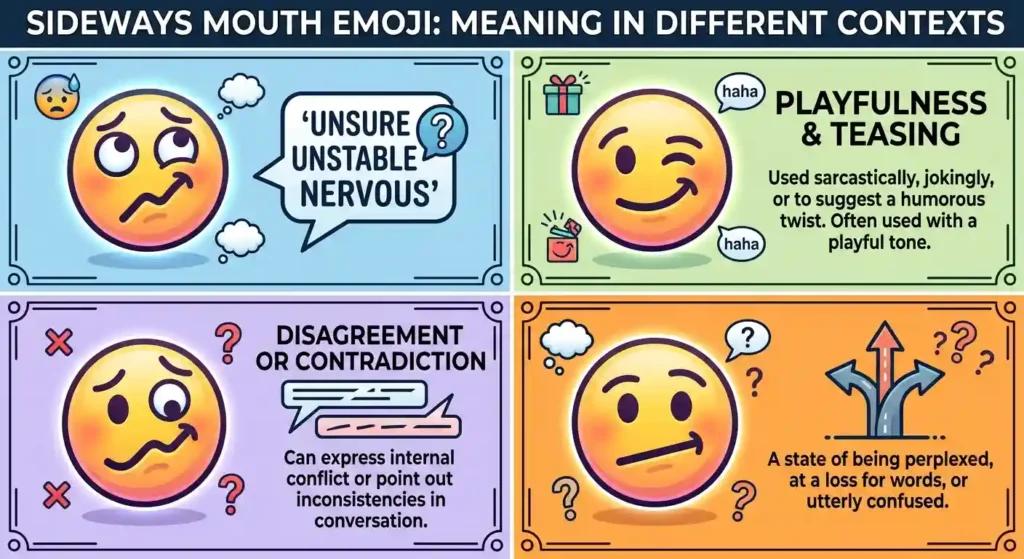 Sideways Mouth Emoji Meaning in Different Contexts