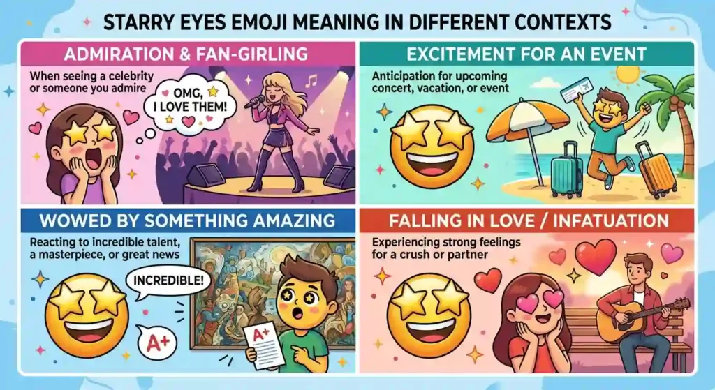 Starry Eyes Emoji Meaning in Different Contexts