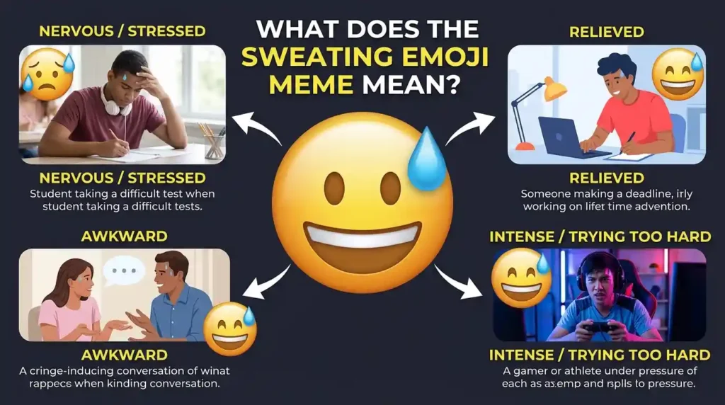What Does Sweating Emoji Meme Mean