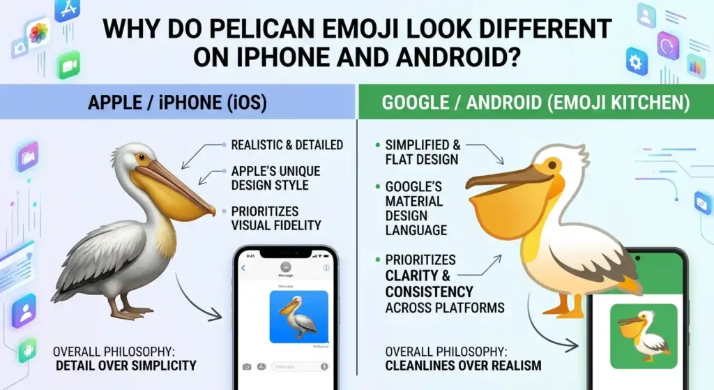 Why Do Pelican Emoji Look Different on iPhone and Android