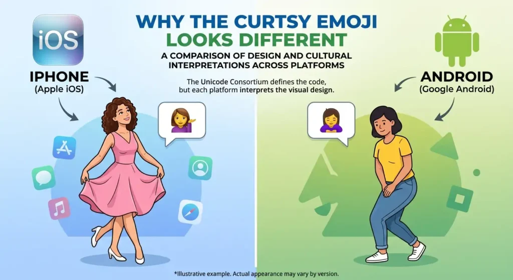 Why Does the Curtsy Emoji Look Different on iPhone and Android