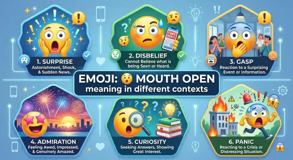 Emoji Mouth Open Meaning in Different Contexts