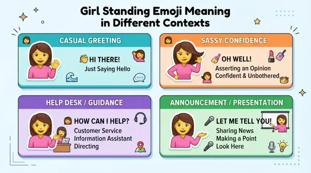 Girl Standing Emoji Meaning in Different Contexts
