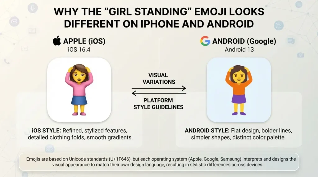 Why Does the Girl Standing Emoji Look Different on iPhone and Android